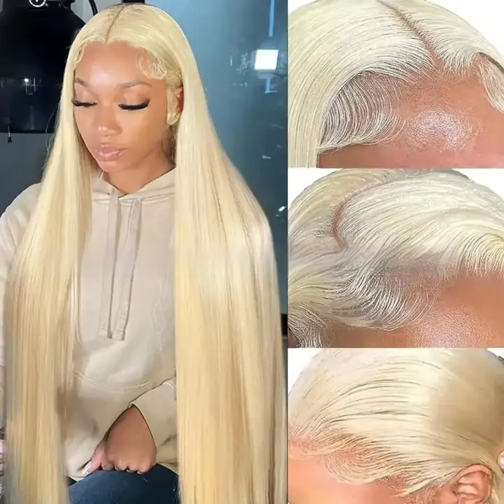 Perruque lace front 13x4 lisse blond 613