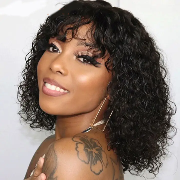 Water Wave Glueless Wig with Fringe