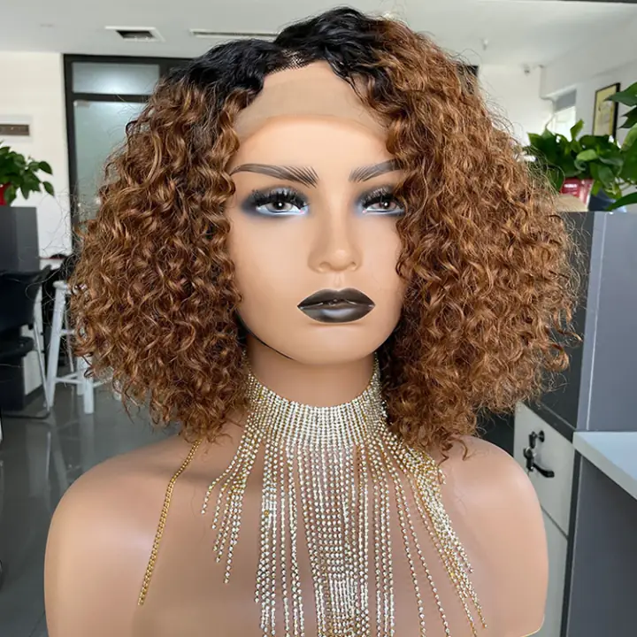 Perruque bob lace bouclée ombrée