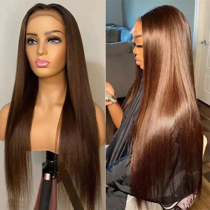 Chocolate Brown Straight 4x4 Closure Wig