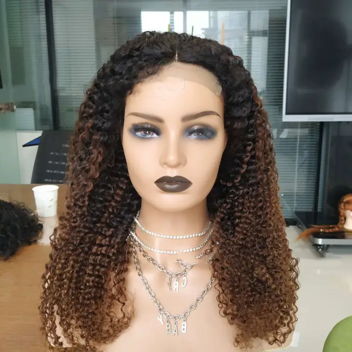 Perruque closure 4x4 Kinky Curly ombrée