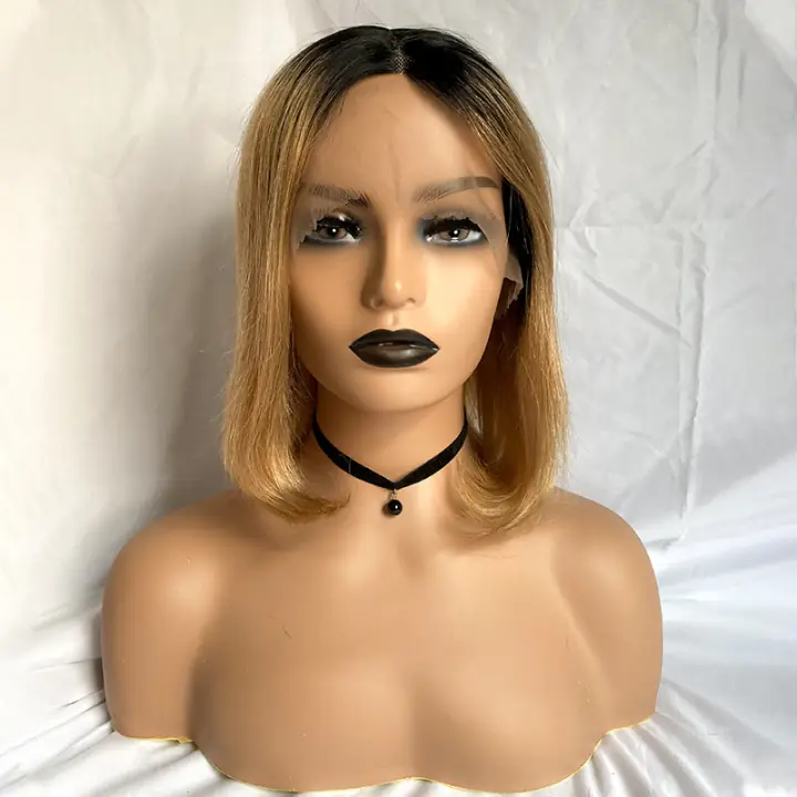 Perruque bob T-part lisse ombré blond miel